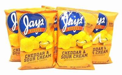 JAY&#39;S Cheddar and Sour Cream Ridges Potato Chips 5 1.25 oz bags