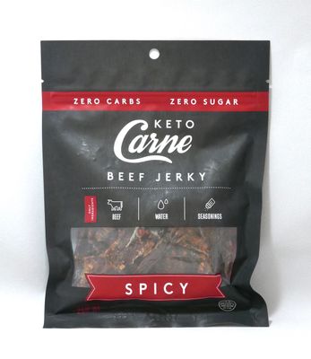 KETO CARNE  Healthy Keto &amp; Low Carb Beef Jerky  0g Carb  0g Sugar  Sugar Free, Zero Carb  Gluten Free  Soy Free  Preservative Free  Nitrate Free  All Natural  Pack of 4