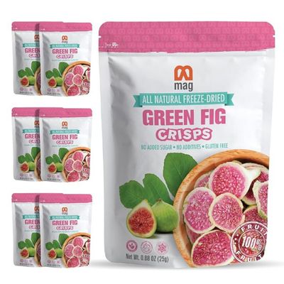 MAG Freeze Dried Figs Frozen Dry Natural Fruit Chips Fresh And Dehydrated Fruits For Salad Milkshake Smoothie Muesli Yoghurt Healthly Snack Vegeterian Food Individual Packs Pack of 6 0.88 Oz Each