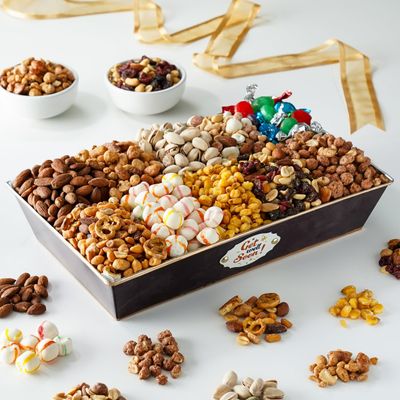 Broadway Basketeers Get Well Soon Nuts Gift Basket - Assorted 10 Gourmet Variety Nuts, Trail Mixes, Sweets Snack Food Box, Healthy Gifts for After Surgery, Men &amp; Women, Corporate