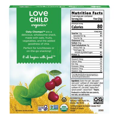 Love Child Organics Oaty Chomps Cherry  Spinach, 4 oz