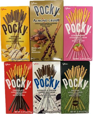 Pocky Sticks Japanese Snacks Variety Pack Asian Snacks Poky Sticks Strawberry, Chocolate, Cookies &amp; Cream, Matcha, Banana, Almond Crush (Variety Pack of 12)