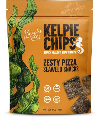Zesty Pizza,1oz, 3bags, Kelpie Chips healthy snack natural kelp seaweed chips superfood nutrient explosion (Zesty Pizza)
