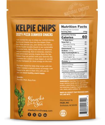 Zesty Pizza,1oz, 3bags, Kelpie Chips healthy snack natural kelp seaweed chips superfood nutrient explosion (Zesty Pizza)