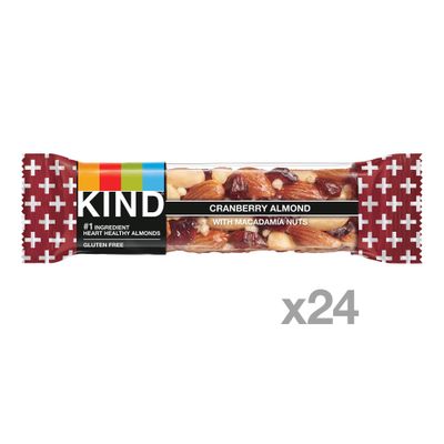 KIND Snack Bars, Cranberry Almond, 5g Sugar  6g Protein, Gluten Free Bars, 1.4 OZ, 24 Count