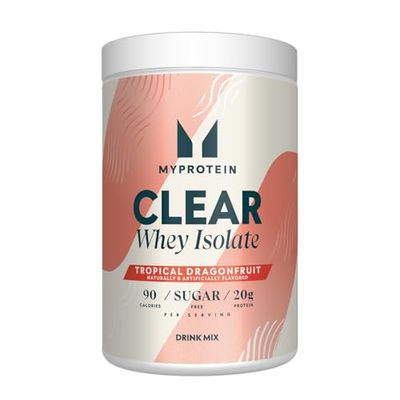 Myprotein Clear Whey Isolate Protein Powder, 1.1 Lb (20 Servings) Tropical Dragonfruit, 20g Protein per Serving, Naturally Flavored Drink Mix