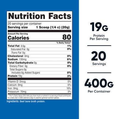 Nutricost Beef Bone Broth Protein Powder Unflavored (20 Servings) - Gluten-Free, GMO-Free