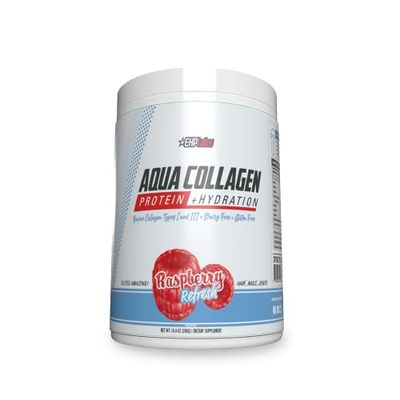 EHP Labs Aqua Hydrolyzed Collagen Peptides Powder - 10g of Protein per Serving, Hydration &amp; Gut Health Support, Grass Fed Pasture-Raised Bovine Collagen, Type I &amp; III, 24 Servings (Raspberry Refresh)