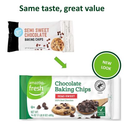 Amazon Fresh, Chocolate Baking Chips, Semi Sweet, 24 Oz, 1.5 Lb (Pack of 1) (Previously Happy Belly, Packaging May Vary)