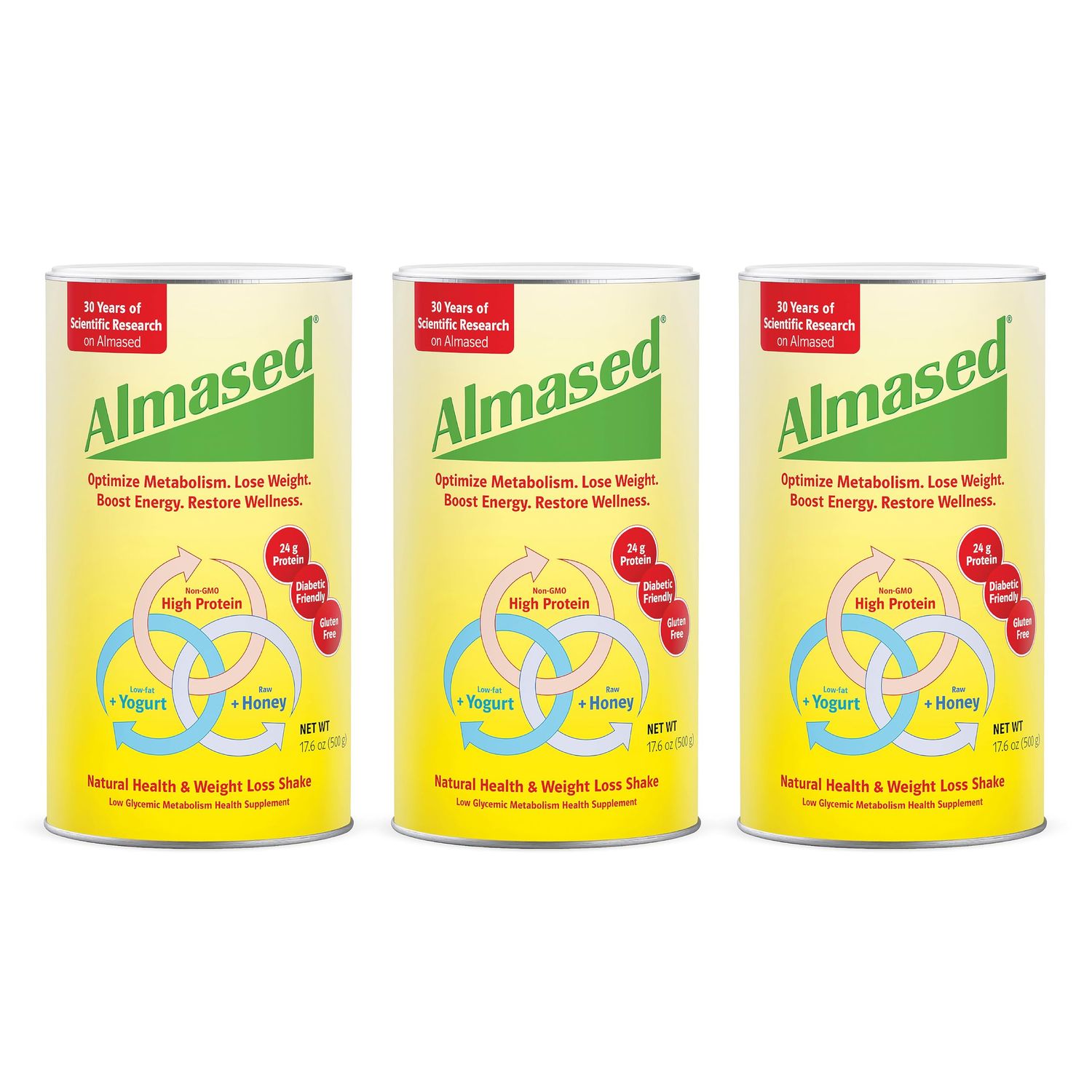 Almased Meal Replacement Shake - Low-Glycemic High Plant Base Protein Powder- Nutritional Weight Health Support Supplement - Original Flavor - 17.6 oz