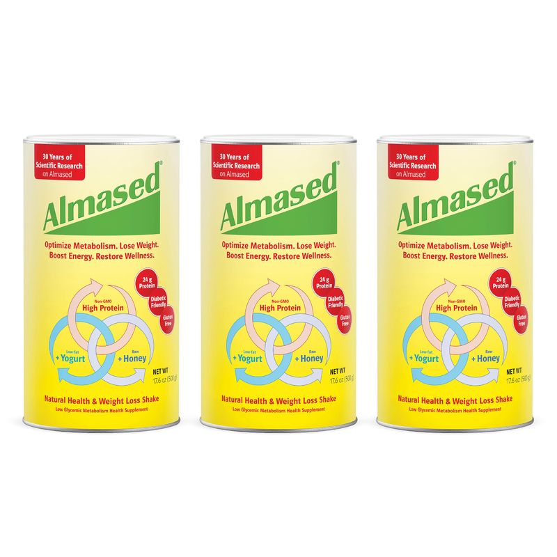 Almased Meal Replacement Shake - Low-Glycemic High Plant Base Protein Powder- Nutritional Weight Health Support Supplement - Original Flavor - 17.6 oz