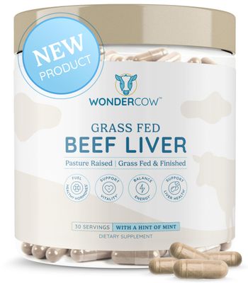 WONDERCOW Beef Liver Capsules Grass Fed Supplement - Desiccated &amp; Natural Source of Protein, Iron, Vitamins A &amp; B- Boosts Energy and Immunity  USA Grown, Non-GMO, Gluten Free