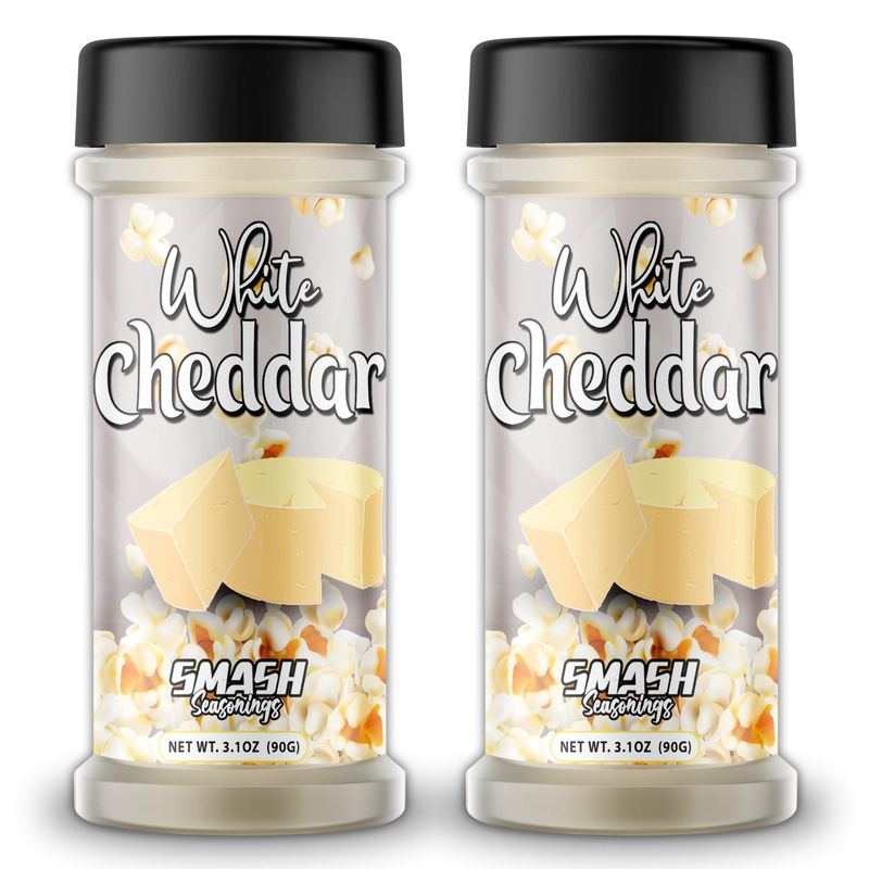 Smash Seasonings White Cheddar Cheese Powder - 2 Pack of Delicious Popcorn Flavoring Seasoning in a Shaker Bottle - Enhance Your Snacks with Our Popcorn Seasoning Variety Pack