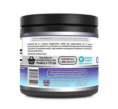 Amazing Formulas Micronized Creatine Monohydrate Supplement  5000 Mg  Non-GMO  Gluten Free  Made in USA (12.6 Oz, Blue Raspberry)
