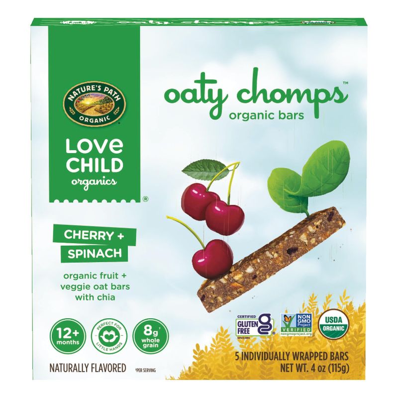 Love Child Organics Oaty Chomps Cherry  Spinach, 4 oz