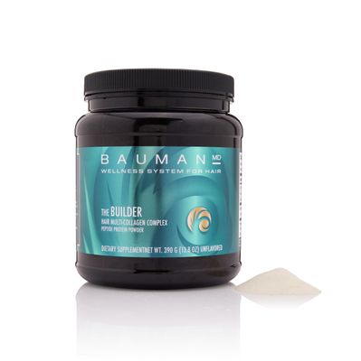BAUMAN MD The Builder Collagen Peptide Protein Powder - Expert-Formulated and Physician-Recommended to Support Healthy, Stronger, Shinier Hair - for Men &amp; Women - 13.8 oz