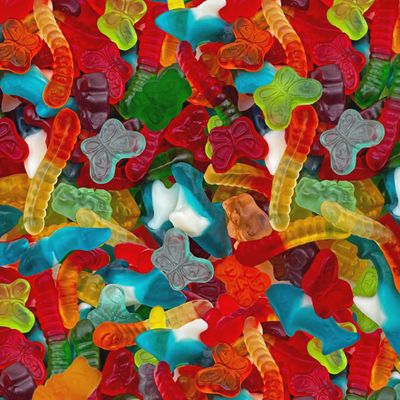 Gummy Candy Mix  2-Pound Bag  Blue Sharks, Bears, Worms, Butterflies - Party Favors
