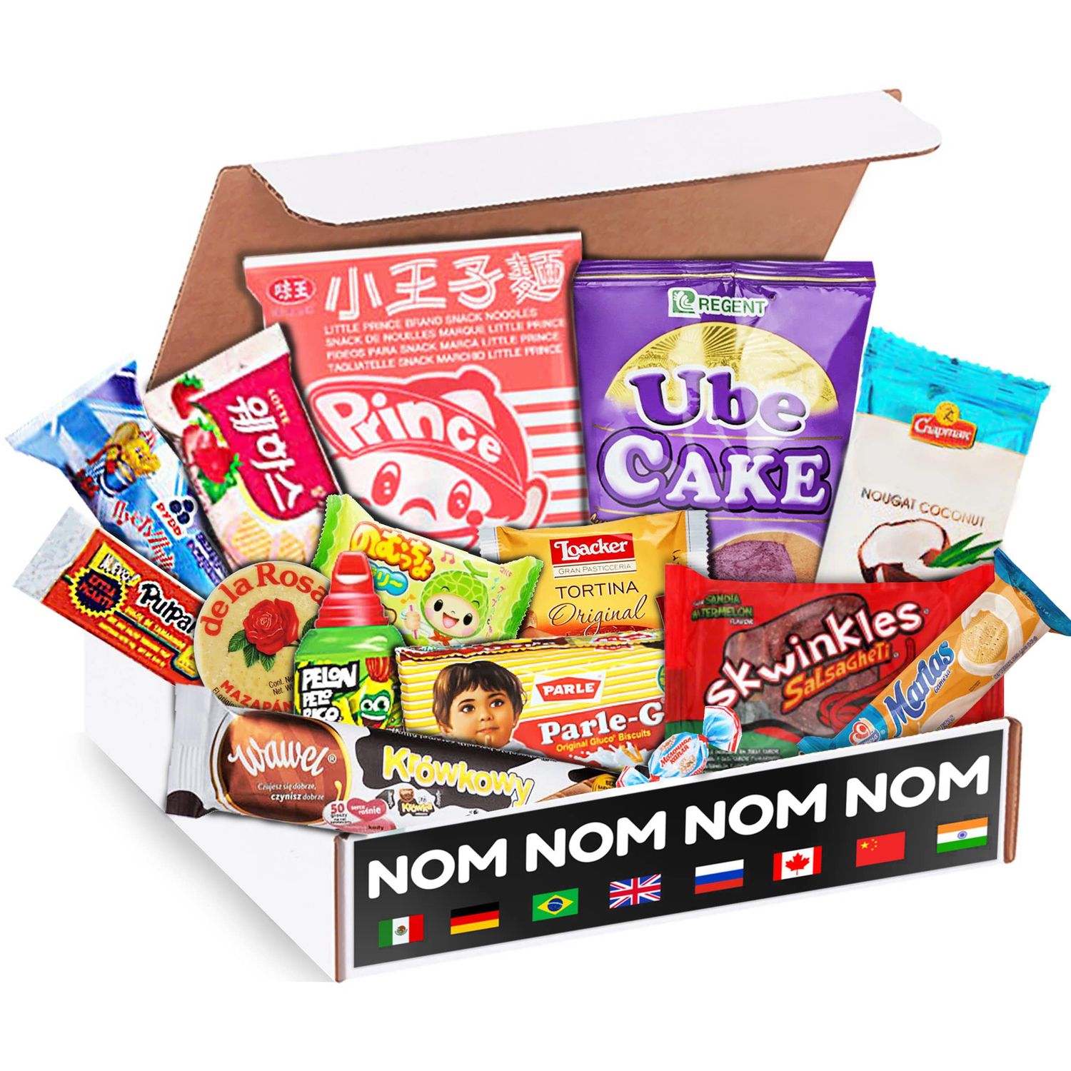 Elite World Snack Sampler Box - 30 Foreign snacks and global candies - Huge Assortment of Asian Snacks, European Treats, Central American Candy and more - Gift Care Package