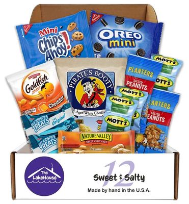 Snacks Variety Pack Care Package - 12 Count Packages for College Students, Camp - Get Well Soon Gift Basket - Healthy Snacks for Adults and Kids - Sweet and Salty Snack Pack from The LakeHouse