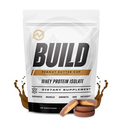 Outwork Nutrition Build Whey Protein Isolate Powder - Low Lactose, Gluten-Free Protein Powder for Muscle Growth &amp; Workout Recovery, Backed by Science, Peanut Butter, 1.8lbs