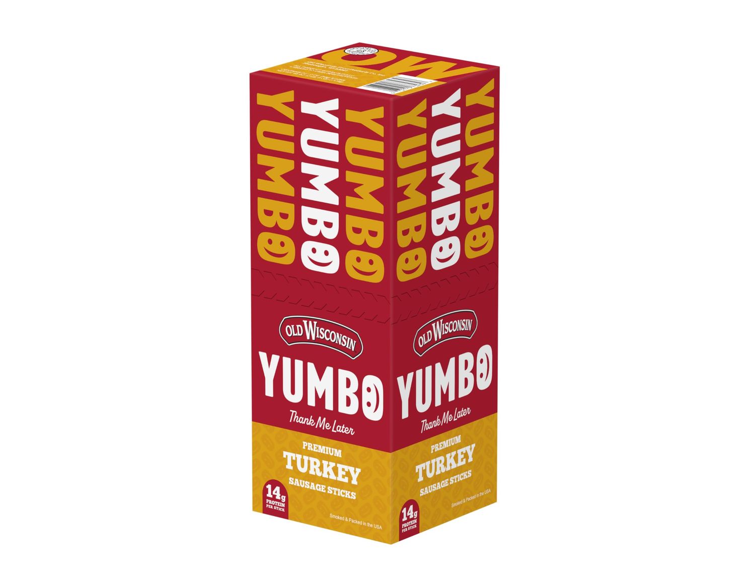 Old Wisconsin Yumbo Summer Sausage Snack Sticks, Ready to Eat, High Protein, Low Carb, Keto, Gluten Free, 20 Individually Wrapped 2oz Sticks, Turkey Flavor