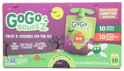 Gogo Squeez, Fruit Veggie Pouches Halloween Edition, 64 Ounce