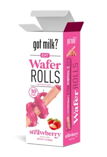 got milk? Wafer Rolls, Strawberry, 17-ounce Box with 30 Rolls, Individually Wrapped Rolled Wafer Spirals with Filling, Strawberry Wafer Cookies for Dessert or Snack, Case Pack, Case of 12 Boxes