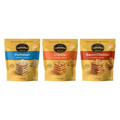 Sonoma Creamery Cheese Crisps - High Protein, Low Carb, Gluten Free &amp; Keto Friendly - Variety Pack (Includes Cheddar, Bacon Cheddar, &amp; Parmesan), 10 Ounces Each (3 Count)