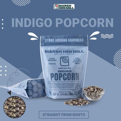 Marsh Hen Mill Indigo Popcorn Kernels Vibrant Blue Kernels That Pop into Crisp White Flakes Gluten-Free & Non-GMO Healthy Snack for Gourmet Popcorn Lovers - 24 oz Bag (Pack of 1)