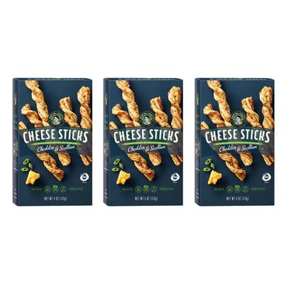 John Wm. Macy - Cheddar &amp; Scallion CheeseSticks - Hand Crafted, Non GMO, and Nothing Artificial - Made with Real Cheese - 4 oz. Cartons - 3 Pack