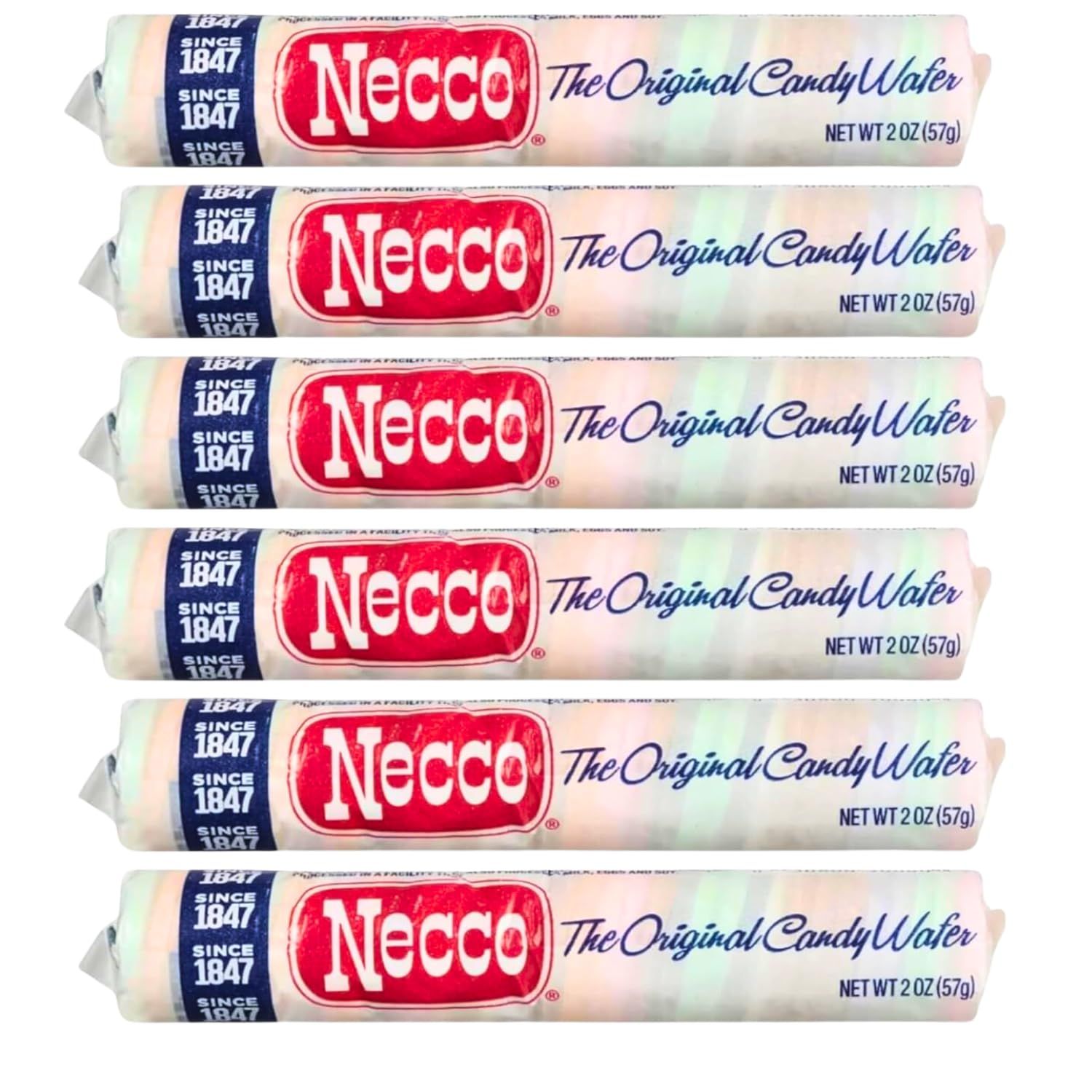 Necco Wafers Variety Pack - 6 Rolls of Variety Original Flavors - The Original Wafer Candy - Candy Wafer Bundle with 2 Stickers - Timeless Snack for Generations
