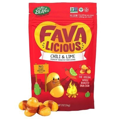 Nuttee Bean Favalicious Fava Bean Snacks - Roasted Fava Beans, Vegan Plant Based Snacks, Healthy Snacks for Adults and Kids, Chili and Lime, 2 Oz (Pack of 12)