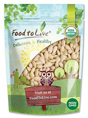 Food to Live Organic Blanched Whole Almonds, 2.5 Pounds - Non-GMO, Raw, Unpasteurized, Unsalted, Keto, Paleo, Kosher, Bulk, High in Protein, Dietary Fiber, Vitamin E, Manganese and Riboflavin.