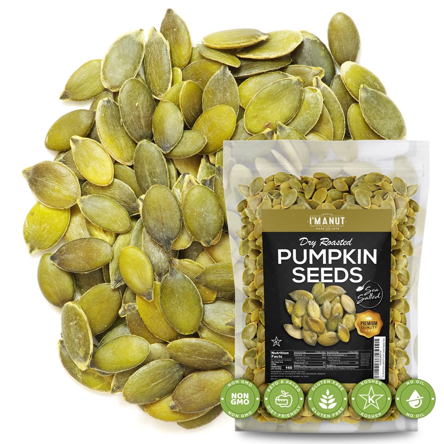 Oven Toasted Pumpkin Seeds with Sea Salt (Papitas) 64 oz (4 lb) Batch Tested Gluten &amp; Peanut Free  No Oils  No PPO  Non GMO  Vegan and Keto Friendly  Premium Quality