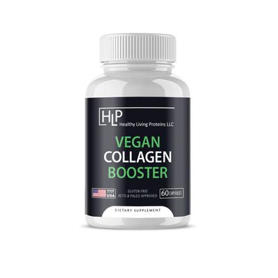 Healthy Living Proteins  Vegan Collagen Booster  Helps Support &amp; Boost Collagen in Your System for Healthy Hair, Skin, Nails  Vegan, Vegetarian, Keto, Paleo, Gluten Free  Capsules (60 Count)