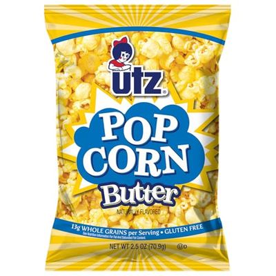 Utz Butter Popcorn, 14 ct, 2.5 oz. Bags - Naturally Flavored, Gluten-Free, 13g Whole Grains Per Serving, Light &amp; Crunchy Snack, Perfect for On-the-Go or Movie Night