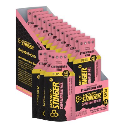 Honey Stinger Organic Strawberry Kiwi Energy Gel  Caffeinated &amp; Gluten Free  For Exercise, Running and Performance  Sports Nutrition for Home &amp; Gym, Pre and Mid Workout  12 Pack, 13.2 Ounce