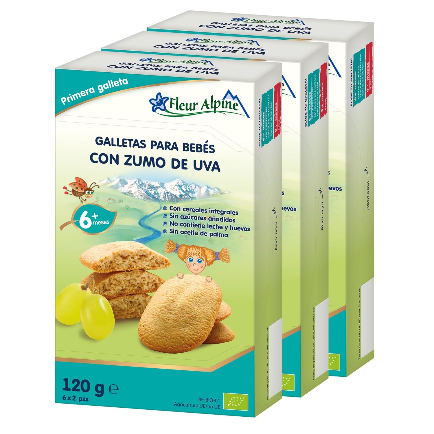 Fleur Alpine Baby Biscuits With Grape Juice - 18x2 Yummy Organic Baby Snacks for Delicious Smooth Breakfast Porridge Or Daytime Snack  Easy Whole Grain Snack Biscuits with No Added Sugar  6 Mths