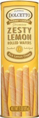 Dolcetto Lemon Rolled Wafers 3 Oz. (Pack of 12)