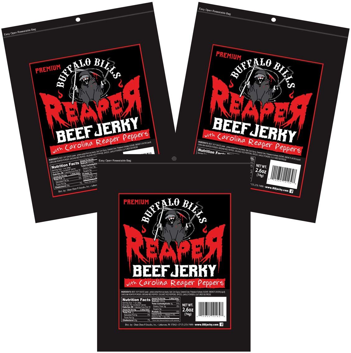 Buffalo Bills 2.6oz Reaper Beef Jerky 3-Pack (beef jerky made with Carolina Reaper Peppers)