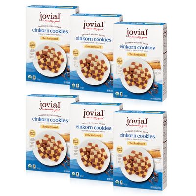 Jovial Organic Einkorn Checkerboard Cookies - Organic Cookies, High Protein, Fair Trade Certified, All Natural Ingredients, Low Carb, Low Sugar, Palm Done Right - 8.8 Oz, 6 Pack