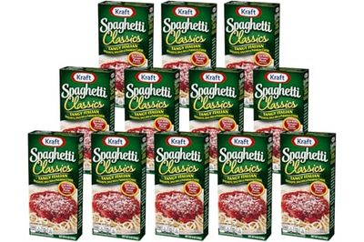 Kraft Spaghetti Classics Tangy Italian Spaghetti (Spices, &amp; Parmesan Cheese Meal Mix, 12 ct Pack, 8 oz Boxes)