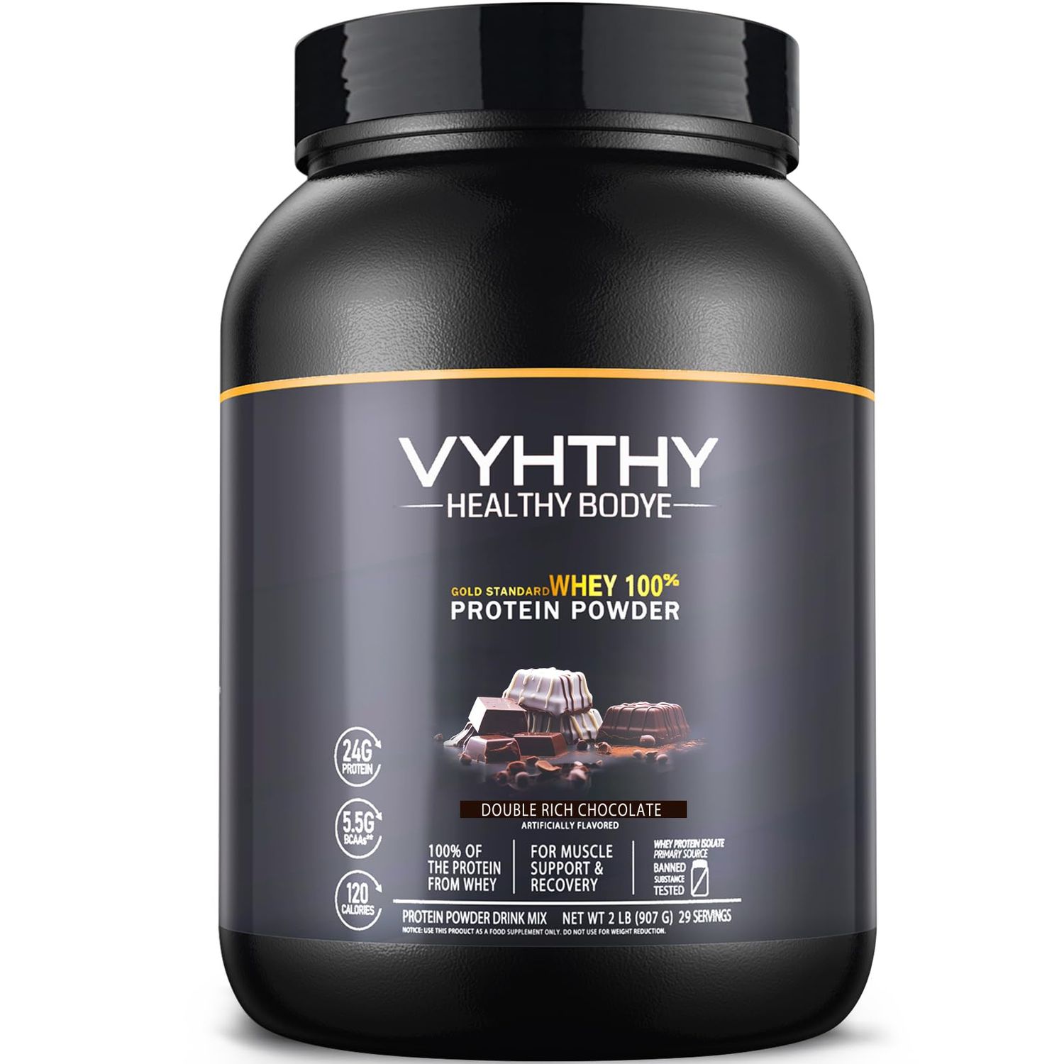 VYHTHY Gold Standard 100% Whey Protein Powder - Chocolate Flavor, 24g Protein Per Serving, Fast Absorbing &amp; Easy Digesting, 29 Servings, 2 Pound