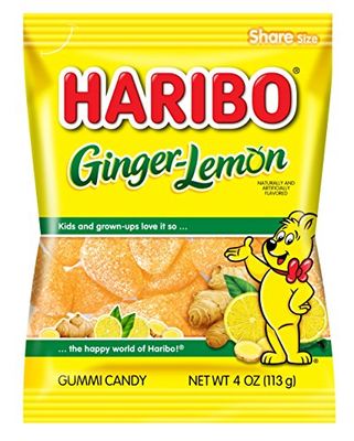 HARIBO Gummi Candy, Ginger-Lemon Gummy Candy, 5 Ounce Share Size Bags (Pack of 12) Delicious Soft &amp; Chewy Sweet Snacks, Zesty Lemon &amp; Warm Ginger Flavor