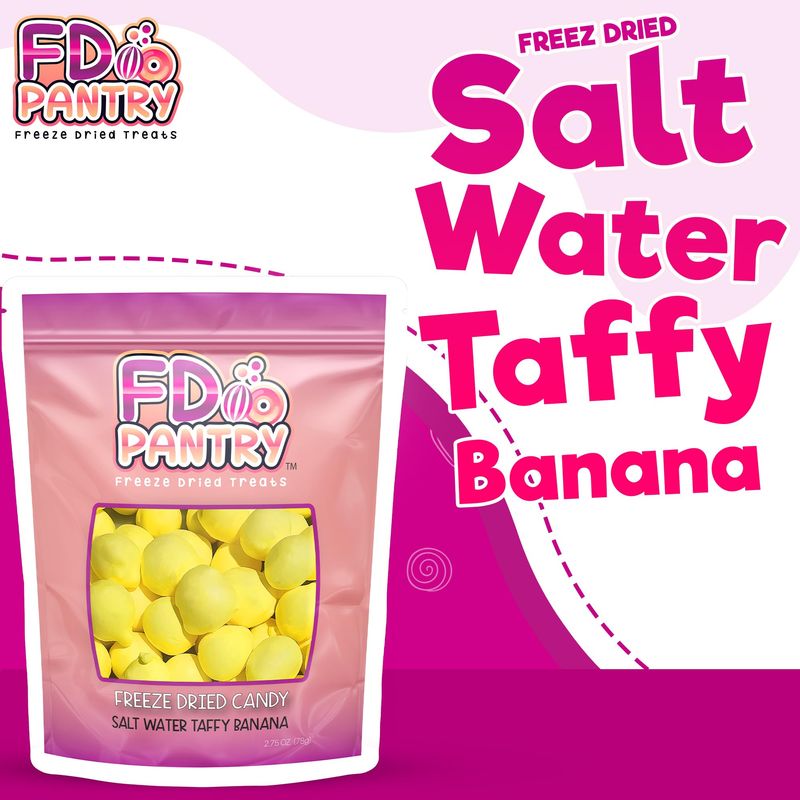 Freeze Dried Banana Candy - Freeze Dried Salt Water Taffy Treats (Banana 2.75 oz)