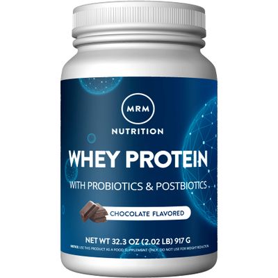 MRM Nutrition Whey Protein  Chocolate Flavored 18g Protein  with 2 Billion probiotics  Digestive enzymes  BCAAs  High Absorption  Digestion  Hormone  antibiotic Free  33 Servings