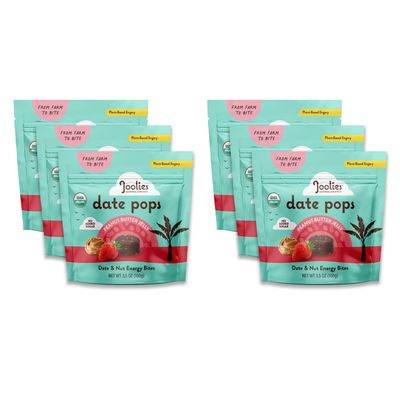 Joolies, Date Pops, Peanut Butter Jelly (3.5 Ounce, Pack of 6) - Gluten Free, Kosher, USDA Organic, Date Pop Dessert, Cake Pop Alternative