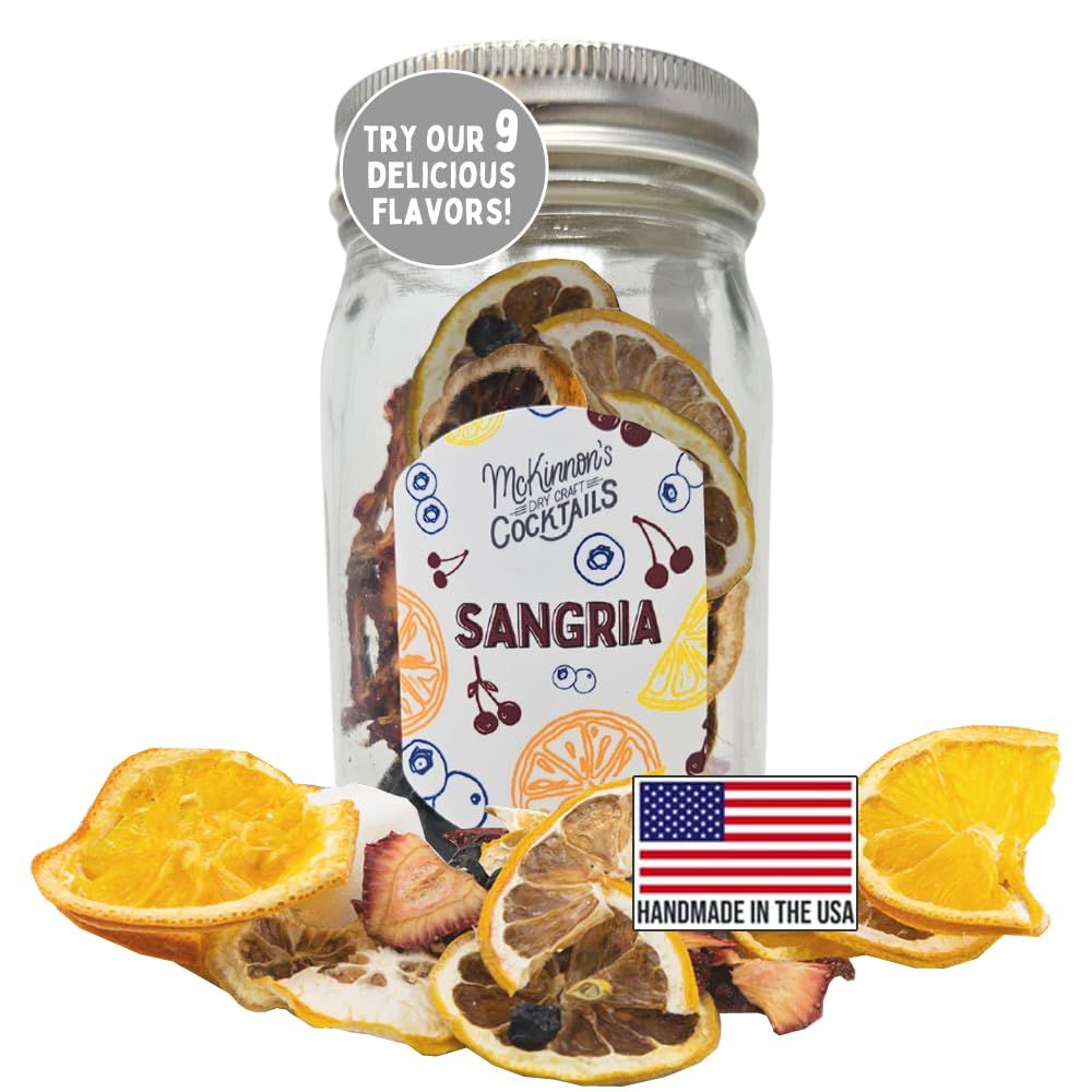McKinnons Dry Craft Cocktails Dehydrated Fruits and Herbs, DIY Mixology, Infusion Kit, Mason Jar Serves 8 - 16 Drinks (Sangria, 1 Jar)