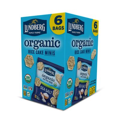 Lundberg Organic Rice Cake Minis, Sea Salt, Single-serve Multi-pack, Vegan, Gluten-Free, 1 oz (Pack of 6)
