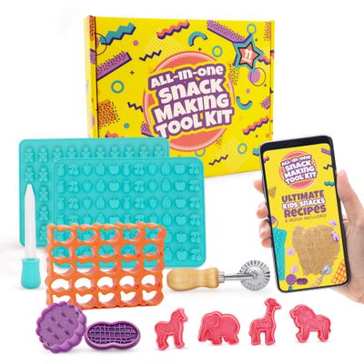 All-in-One Snack Making Kit - 11-Piece DIY Set for Goldfish Cracker Cutter, Animal Cookies, Gummies &amp; More - Includes Cookie Cutters, Silicone Gummy Molds &amp; Dropper - Fun &amp; Easy for Kids &amp; Families